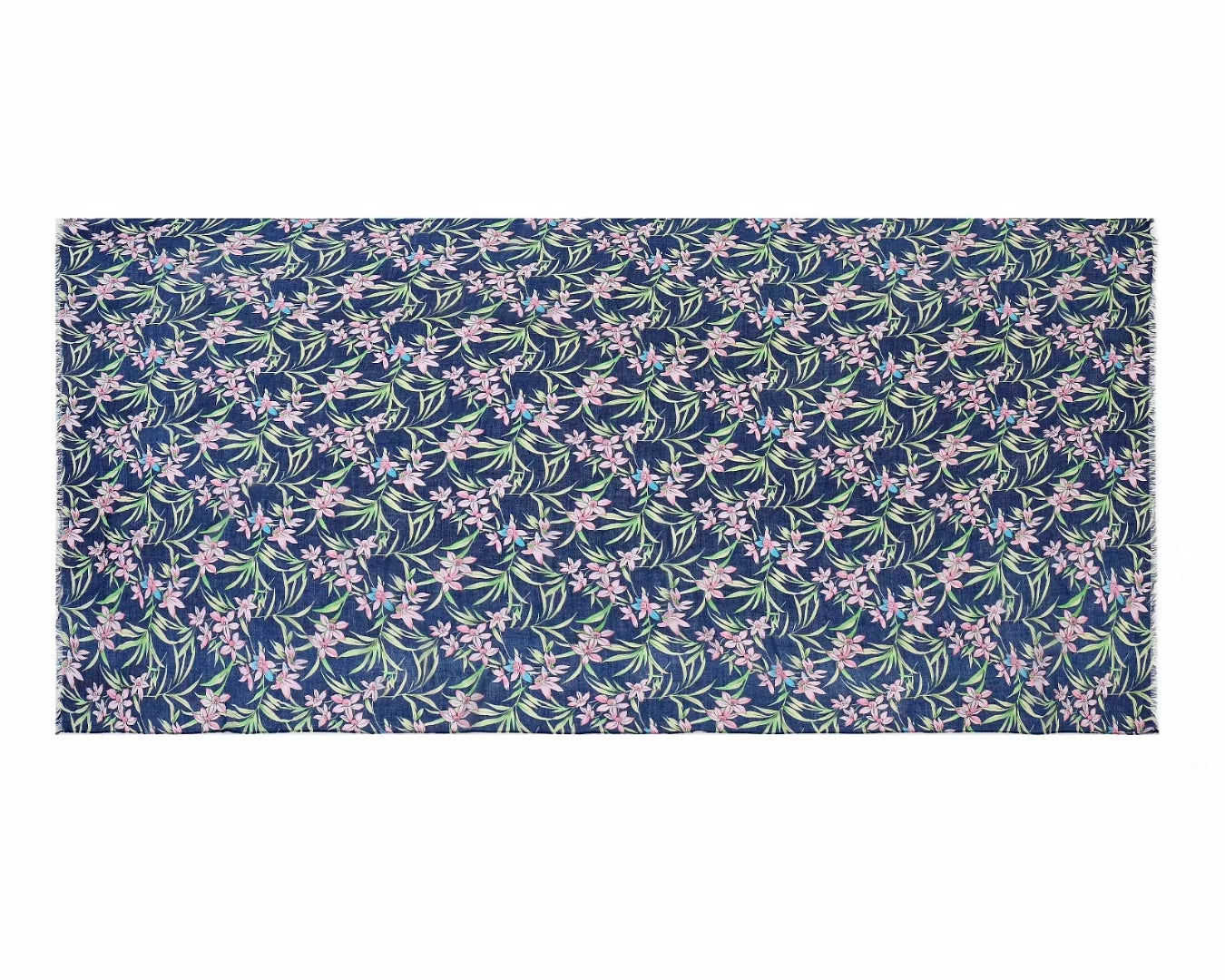 Leaf Print Fringe Shawl Scarf - EleganceGeek