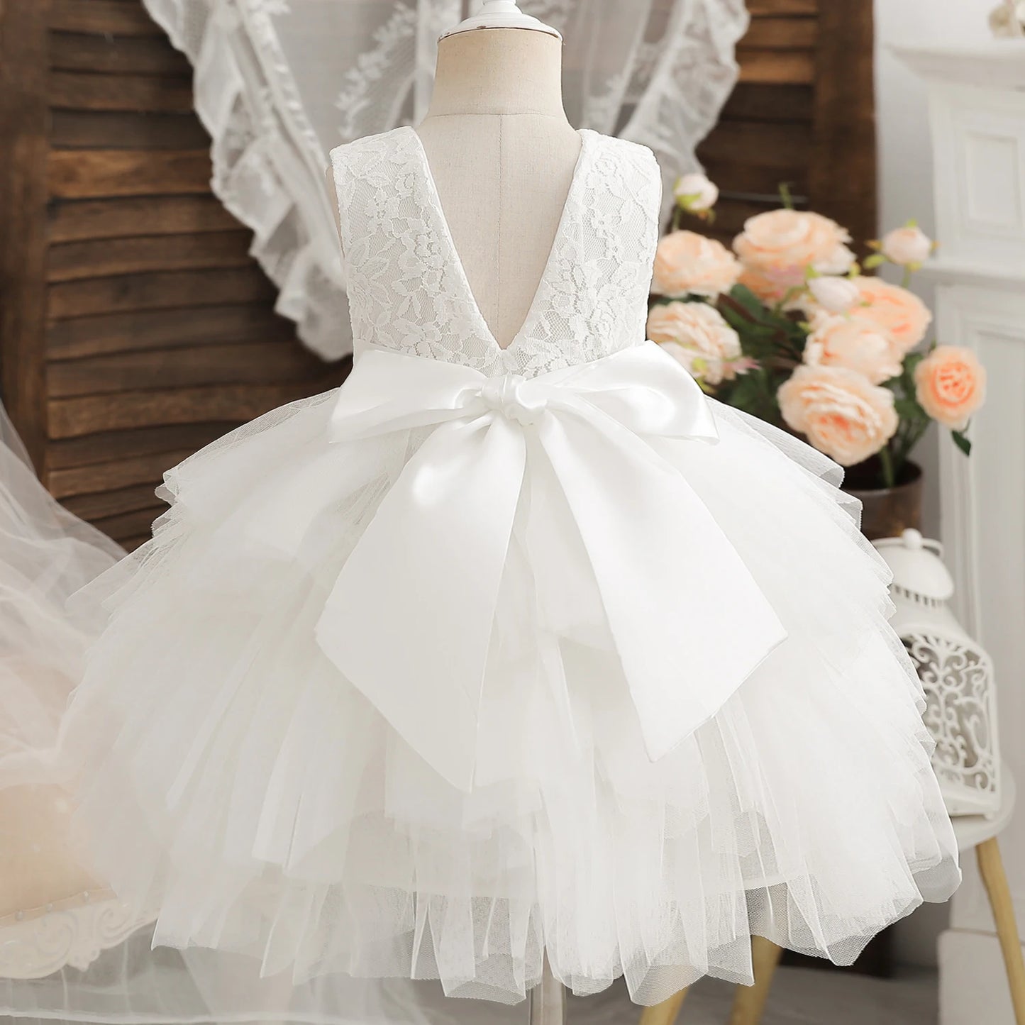Lace Backless Tulle Princess Dress - EleganceGeek