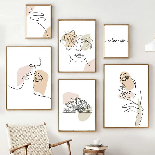 Abstract Lovers Canvas Wall Art Room Decore - EleganceGeek