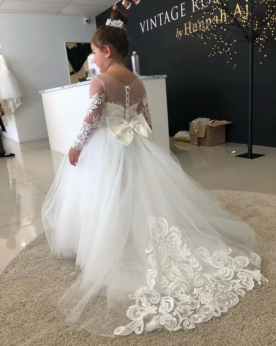 Lace Tulle Flower Girls Dress