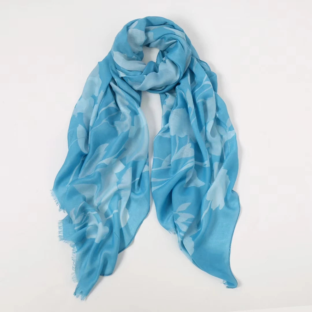 Floral Print Fringe Wrap Scarf - EleganceGeek