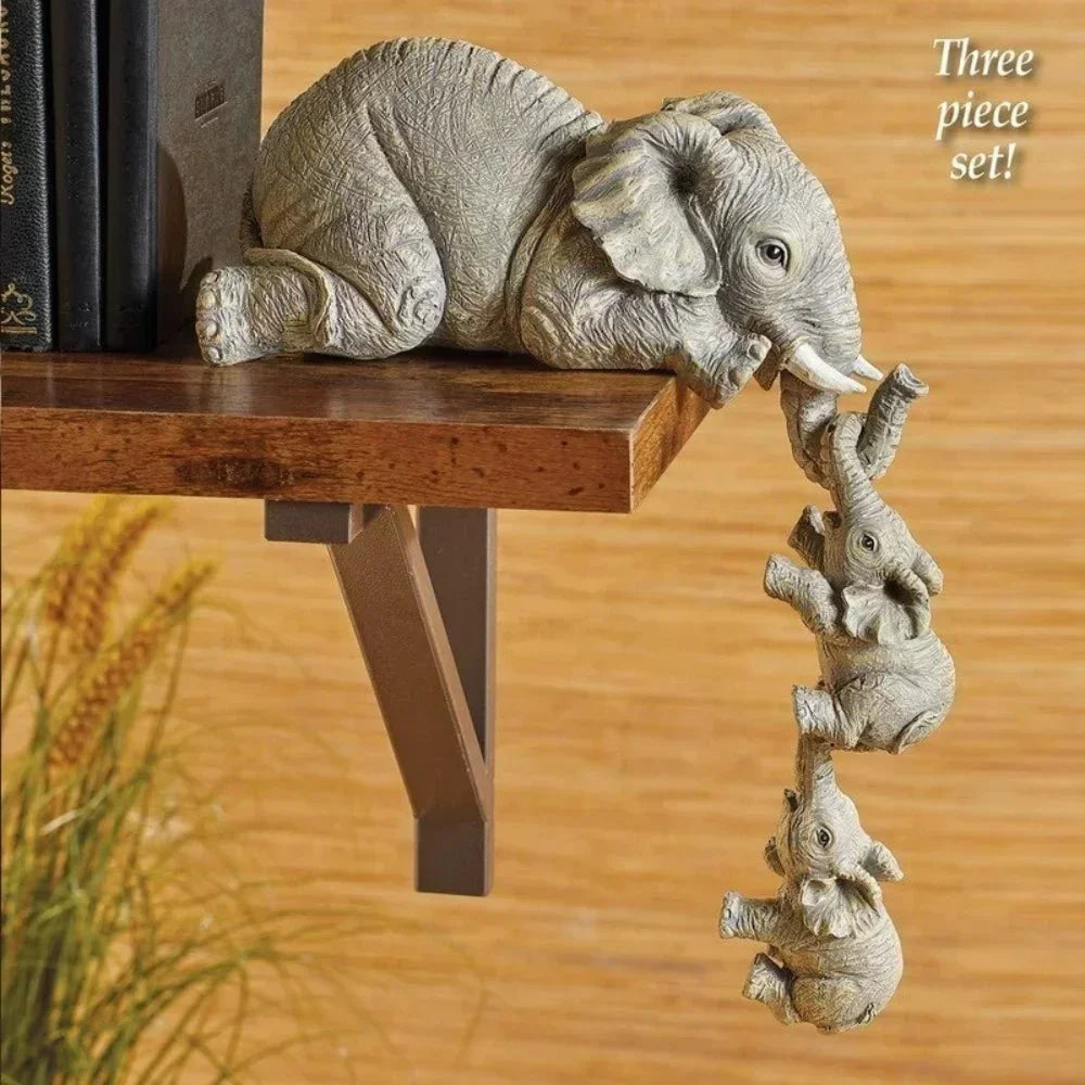 3-Piece Cute Elephant Figurine Set