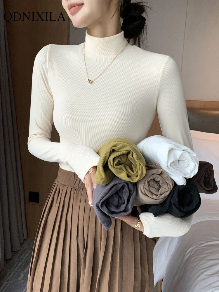 Half-Turtleneck Pullovers Women Bottom Shirts Sweater - EleganceGeek