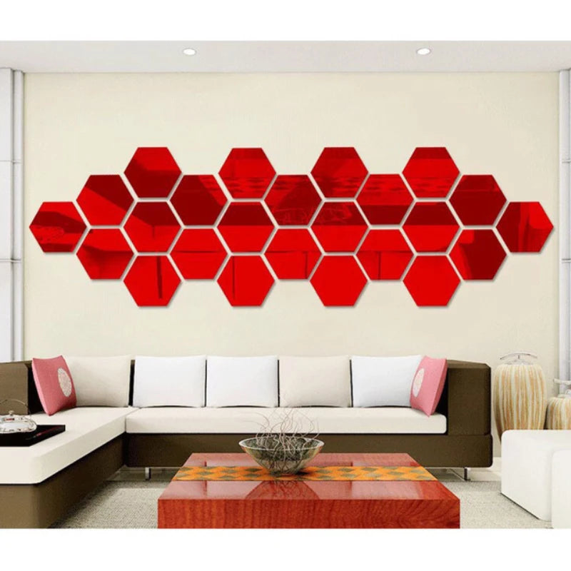 12-Pack Gold Hexagon Mirror Stickers