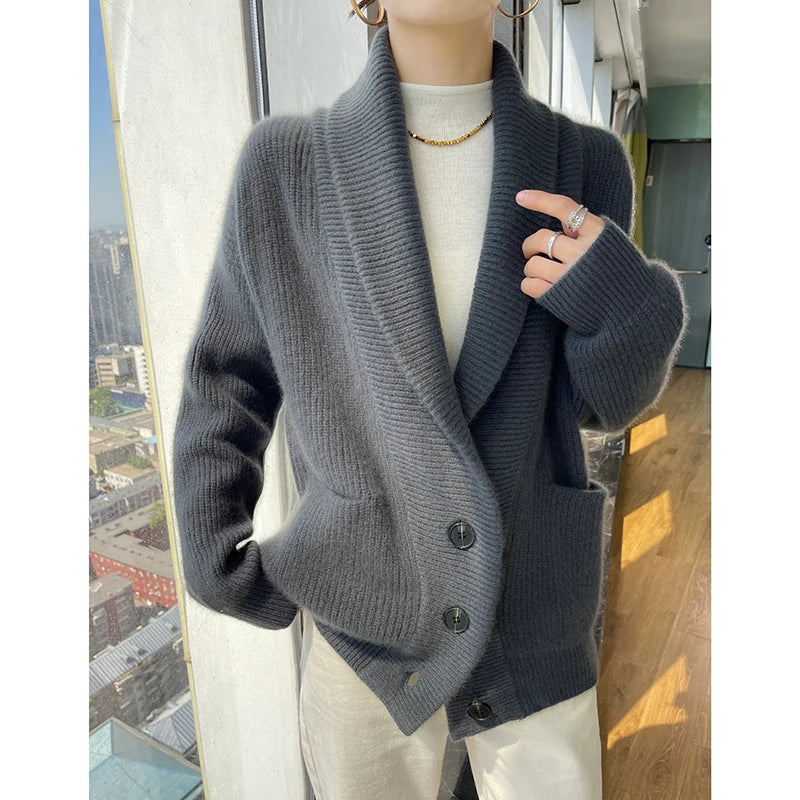 Wool Ladies Winter Sweater Thickening Cardigan