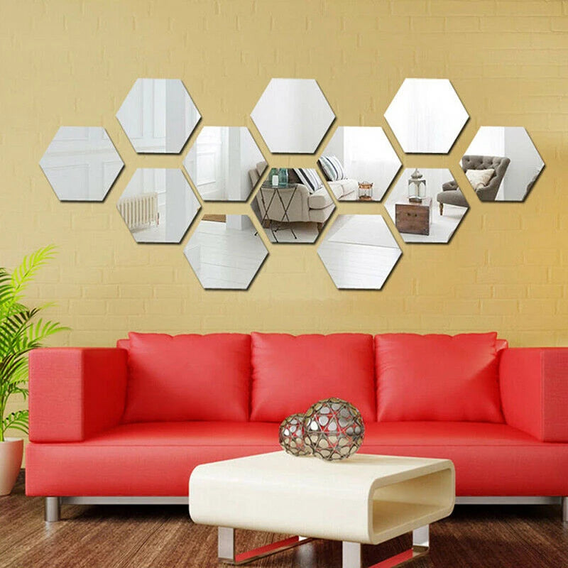 12-Pack Gold Hexagon Mirror Stickers