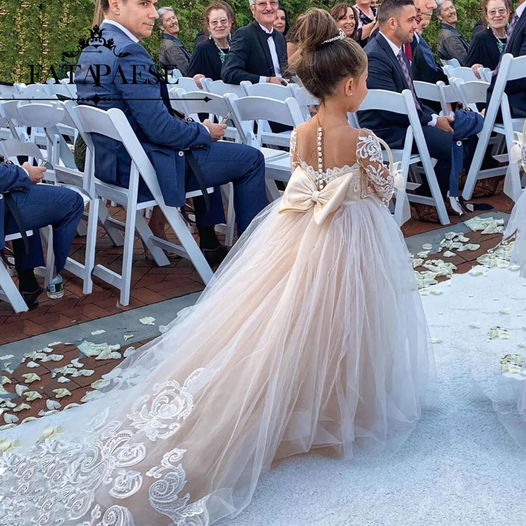 Lace Tulle Flower Girls Dress