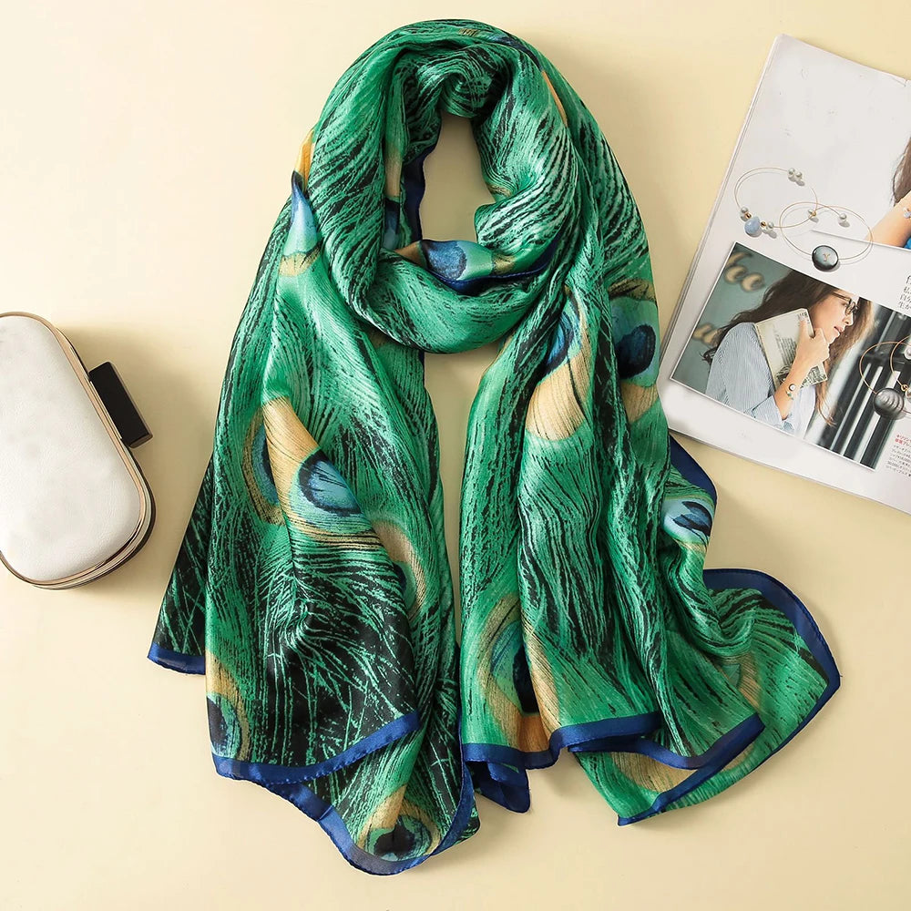 Floral Symphony Silk Satin Scarf