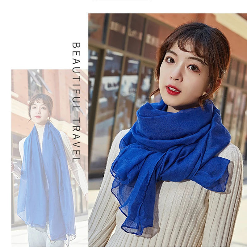 Luxury Cotton Linen Wrap Scarf