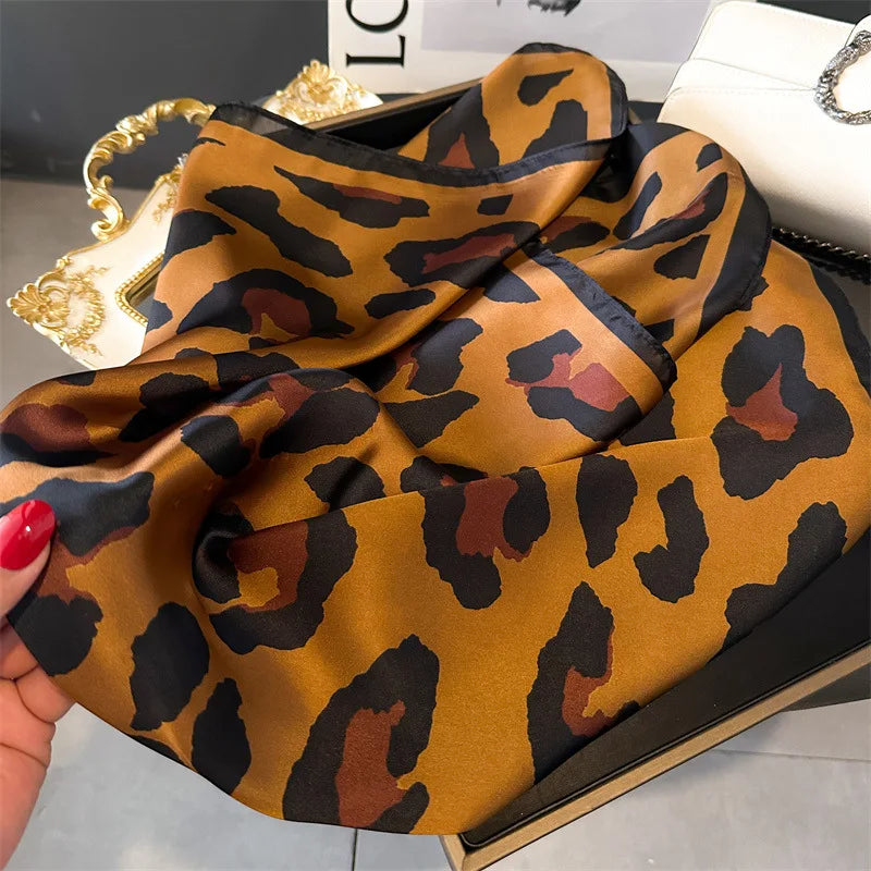 Leopard Print Square Scarf Women's Imitation Scarf