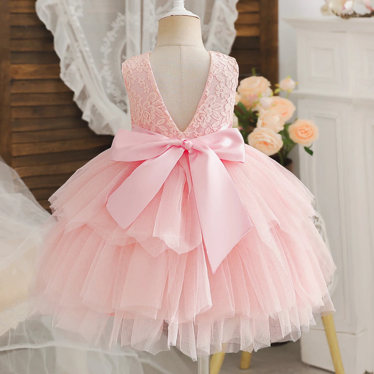 Lace Backless Tulle Princess Dress