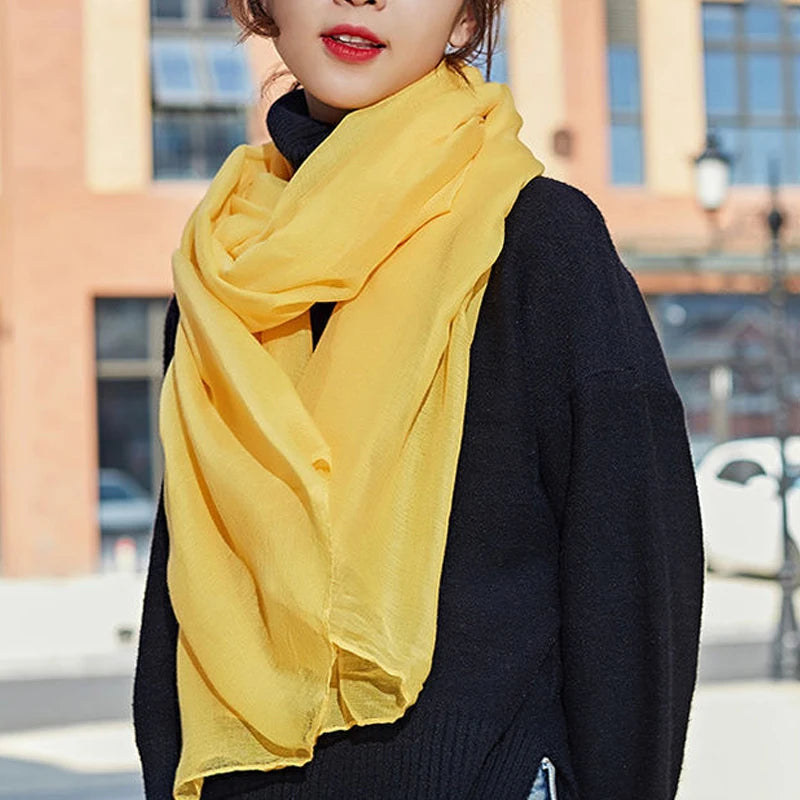 Luxury Cotton Linen Wrap Scarf