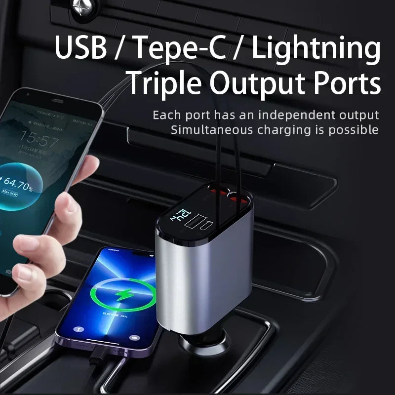 4in1 Retractable Car Charger